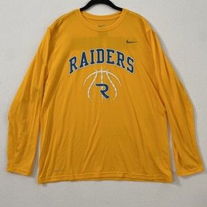 The Nike Tee Yellow Athletic Cut LOGO Long Sleeve Shirt Dri-FIT Men's Size XL